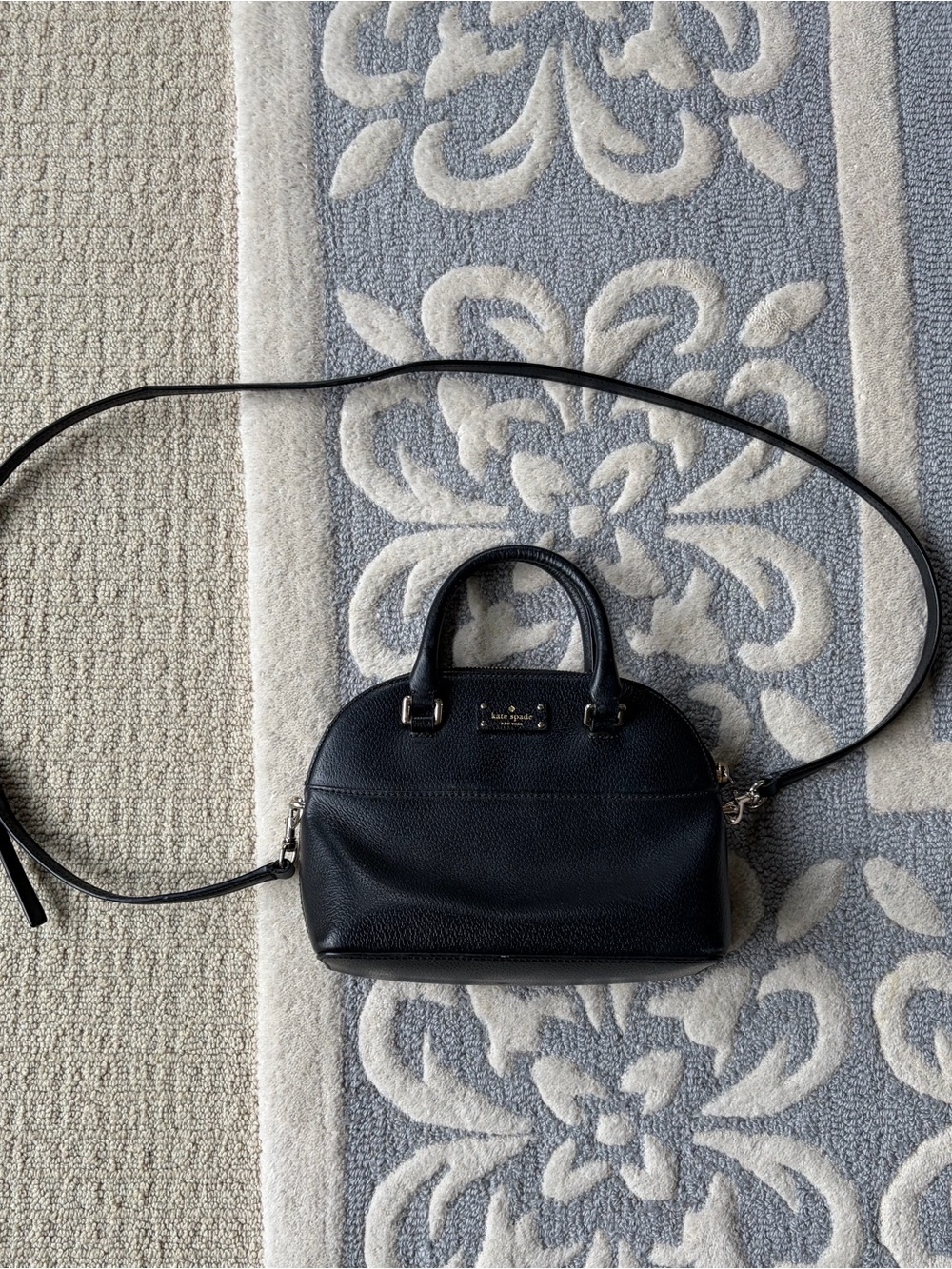 kate spade Black Pebbled Leather Crossbody Dome Bag